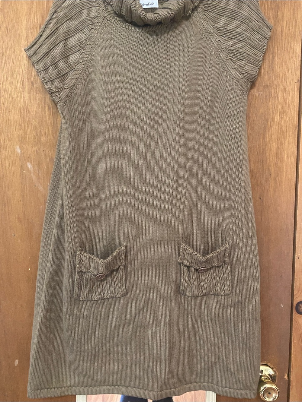Calvin Klein Olive Green Knit Pocket Dress